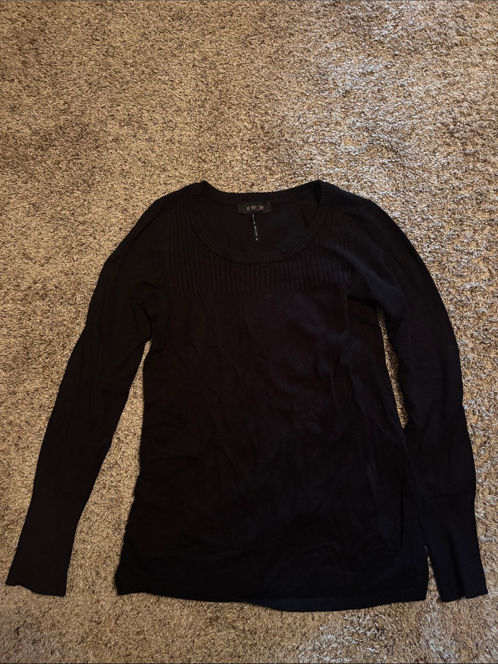 Energie Black Ribbed Scoop Neck Sweater